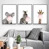 Nordic Stil Blase Kaugummi Giraffe Zebra Tier Poster Leinwand Kunst Malerei Wand Kunst Kinderzimmer Dekorative Bild Kinder Dekor