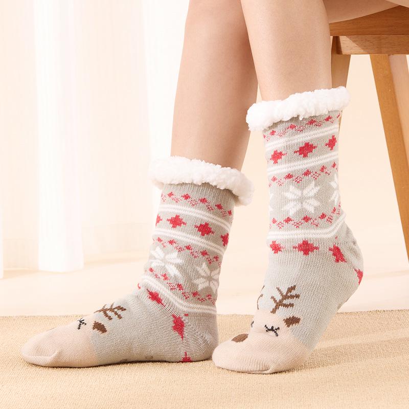 Women's Fleece-Lined Christmas Stockings: Winter Floor & Sleep Socks