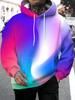 Trendiges Herren-Streetwear-Kapuzensweatshirt mit einem lebendigen mehrfarbigen Farbverlauf-Hintergrund.