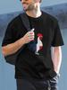 1pc French Flag Silhouette Rooster Navy Blue T-shirt