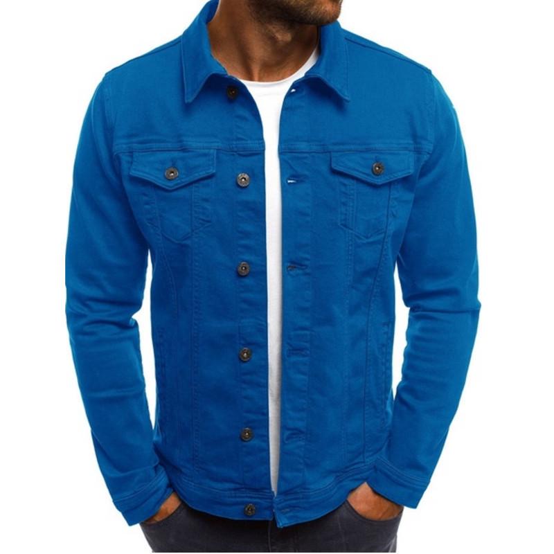 Men's Casual Denim Button-Down Workwear Jacket, European & American Style