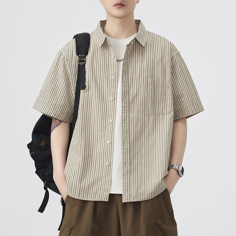 Summer Thin Japanese Retro Short-sleeved Shirt Men's American New Loose Mid-sleeved Shirt
