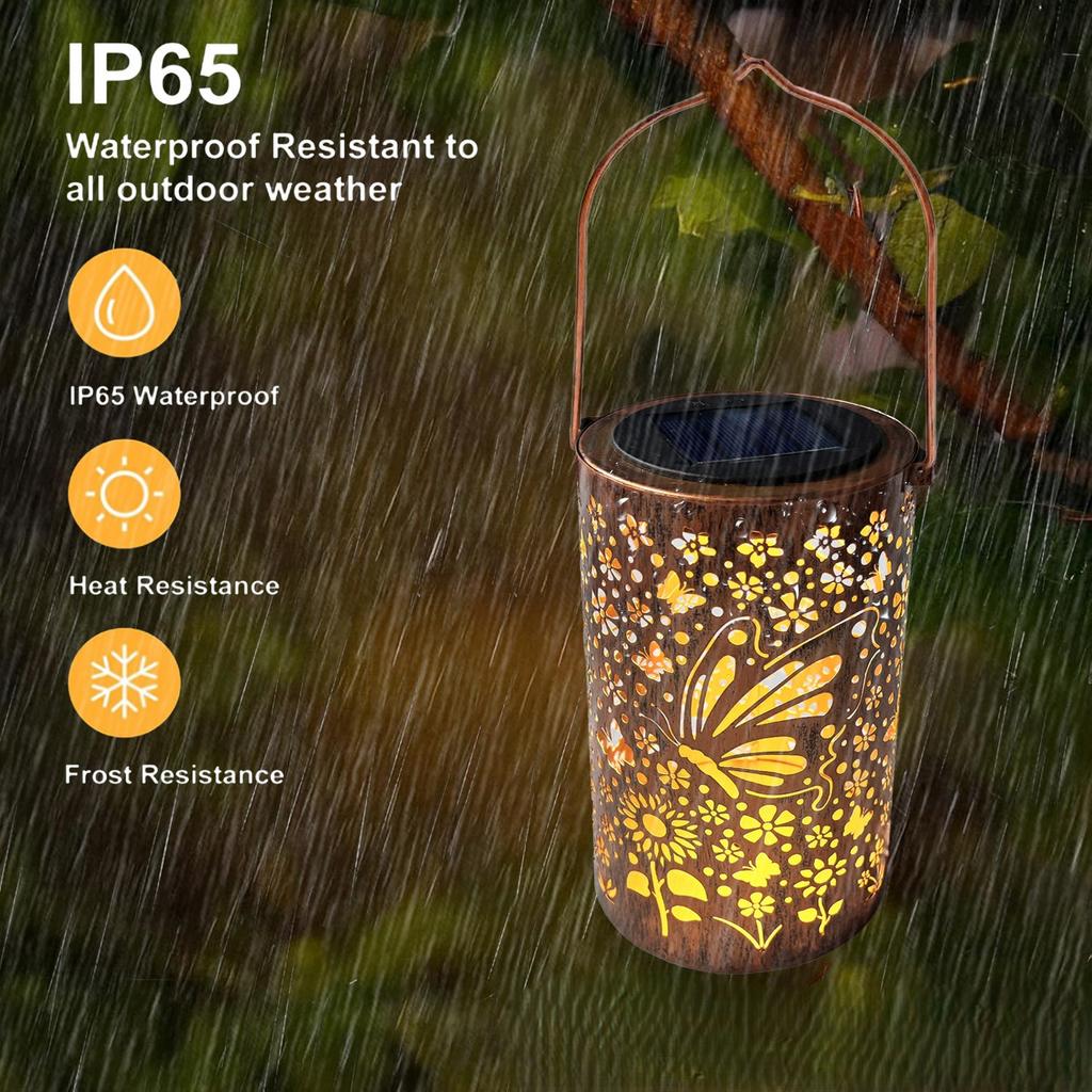 Butterfly Shadow Solar Light IP65 Waterproof Butterfly Solar Outdoor Lantern Metal Butterfly LED Lantern for Patio Lawn Pathway