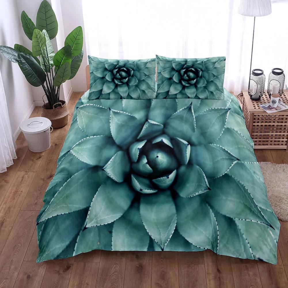 Rosa Kleines Bonsai-Stil Bettwäscheset Digitale Kunst Sukkulente 3D Bettbezugset King Queen Double Full Twin Einzelgröße Für Schlafzimmer