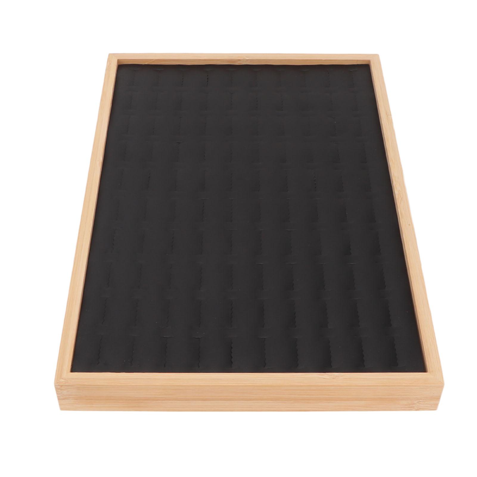 

100 Slots Ring Storage Display Box PU Leather Soft Lining Lightweight Multipurpose Black Jewerly Organizer Case