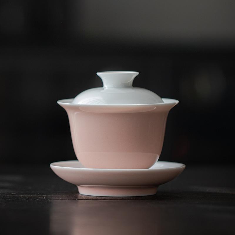 Ceramic Teacup White Porcelain Tea Tureen Handmade Solid Bowl Chinese Kung Fu Gongfu Gaiwan Retro Teaware Drinkware Tea Ceremony