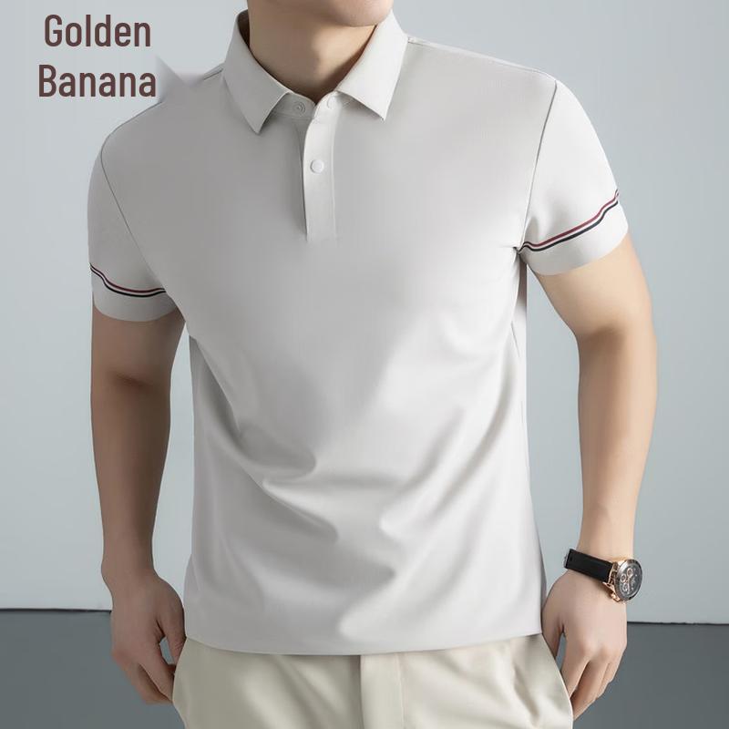 Jinjuan Men s Cool Ice Silk Striped Polo Shirt 56