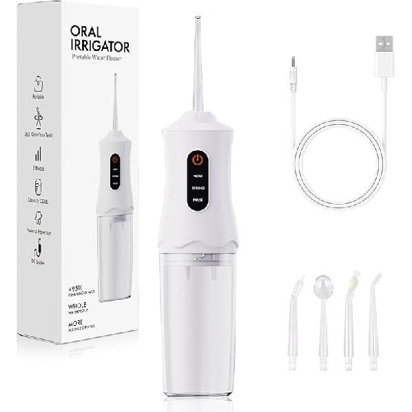 Water Dental Flosser Cordless for Teeth Cleaning and Flossing Portable Electric Water Floss Irrigator Oral Water Flossed Rechargeable Tonsil Stone белый