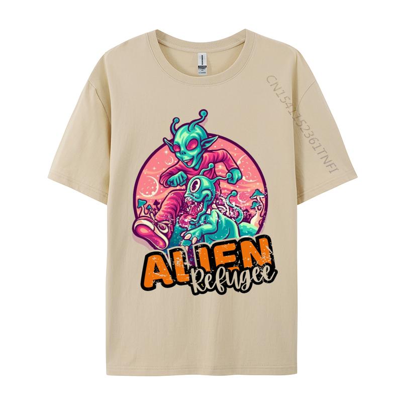 Design Tshirts Alien Refugee Tshirts Natural Cotton Unisex Tops Shirts Fashionable Tops Shirts Top Quality