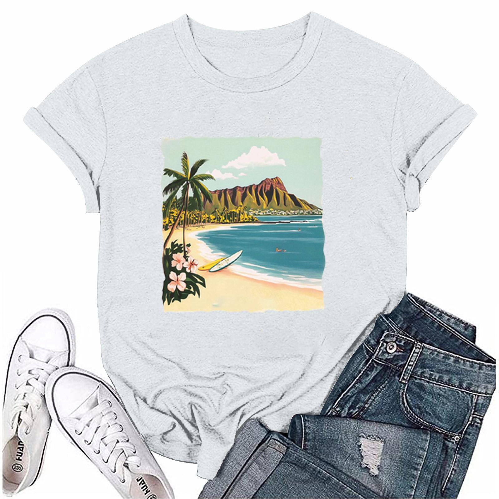 

Женская мода с принтом, круглым вырезом, коротким рукавом, футболка, пуловер, топ XL белый