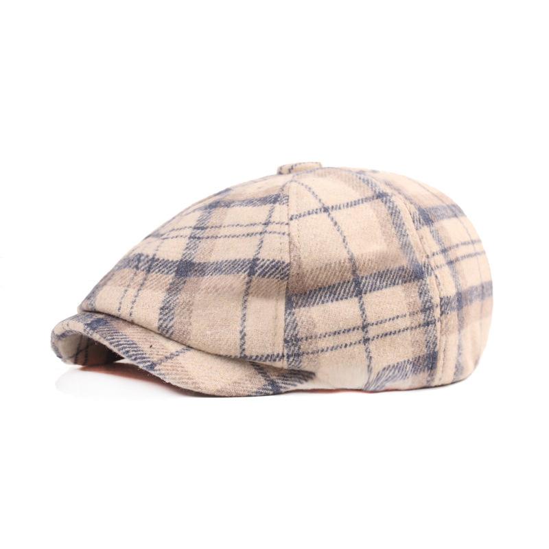 Bavlněný baret Pánská malířská čepice Newsboy čepice Klobouk Rybí kost Osmihranný klobouk