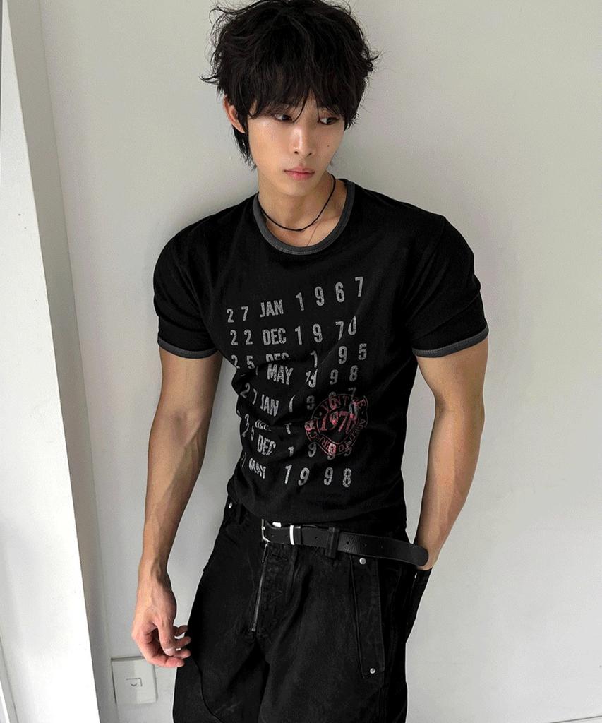Siaosiko Crop Muscle Fit Ringer Archive Short Sleeve T-Shirt Black