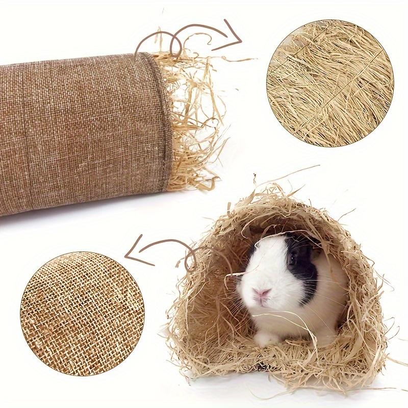 1pc Hideaway Grass Tunnel, Rabbit Hideout Tunnel Hut Guinea Pig Grass Linen Durable Tunnel for Guineapig Chinchilla Ferret Rats