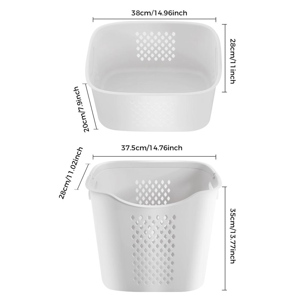 Laundry Basket, Dirty Clothes Basket, Laundry Basket with Wheels Practical Handle For Bathrooms, Laundry Rooms, Bedrooms White