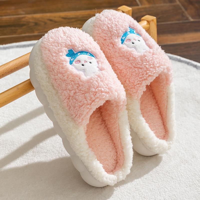 

Хлопковые тапочки, Домашняя нескользящая обувь, Тепло для дома на толстой подошве Fits 35-36