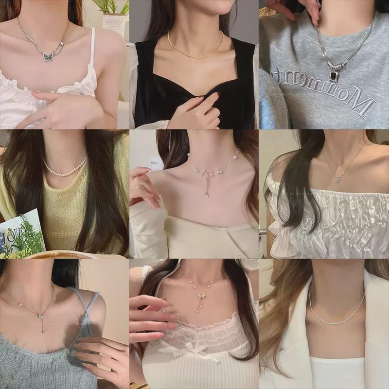 Elegant Titanium Steel Necklace: Trendy Fairy Design, Lightweight Luxury Pendant, Unique High-End Clavicle Chain for Women