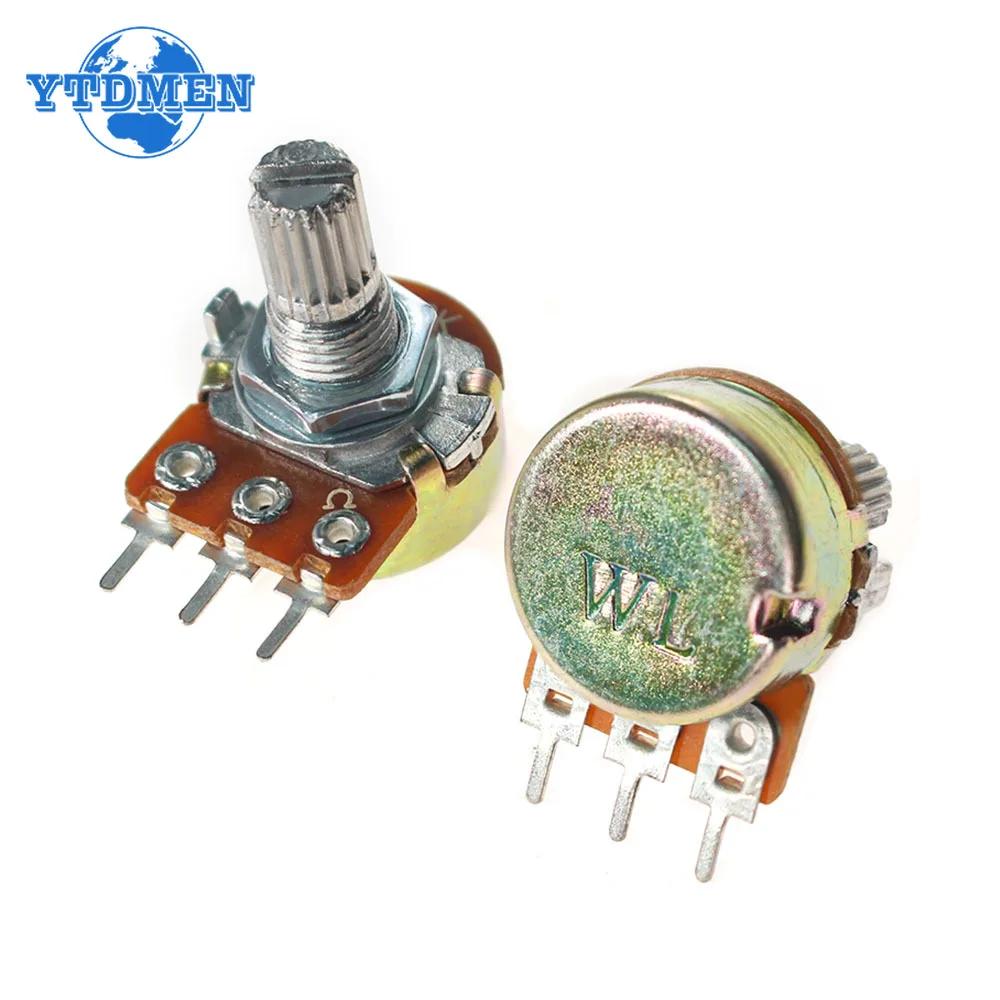 5PCS WH148 3Pin 15mm Linear Potentiometer 5K 1K 2K 10K 20K 50K 100K 250K 1M Potentiometers Resistor Kit with Nuts and Washers