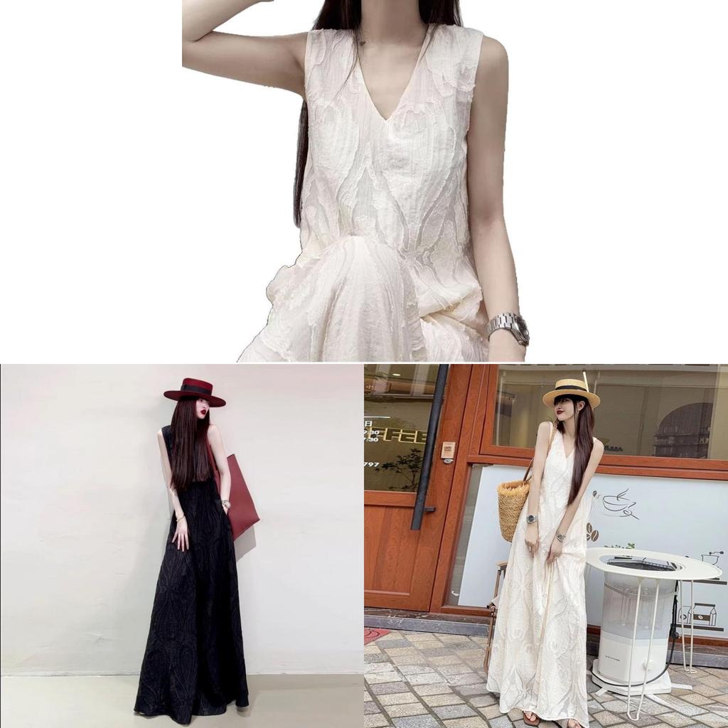 Summer Long Embroidered Knit Dress With Vneck For Plus Size Women