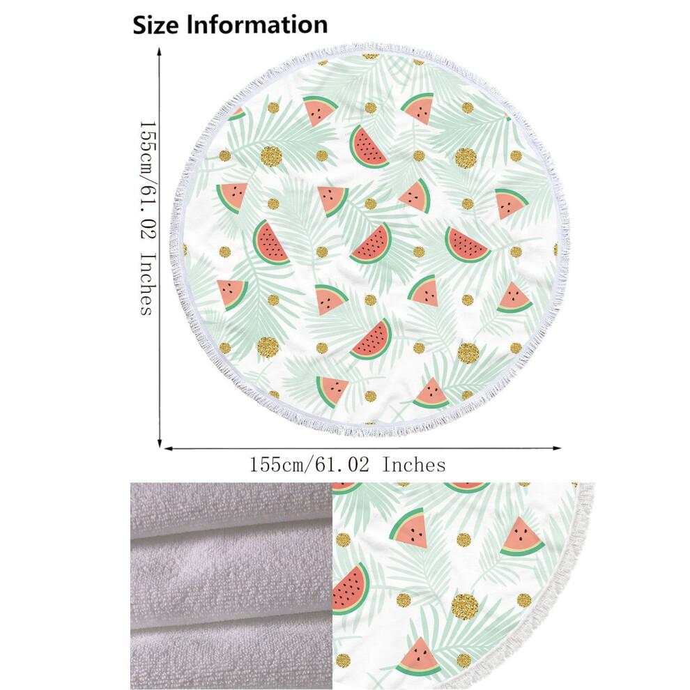 AuroraX Outdoor Round Printed Beach Blanket, Boho Tassels, Sandproof & Quick-Drying (60