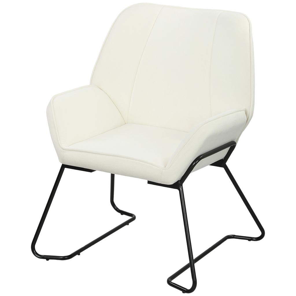 Lounge Chair With Wide And Padded Seat Upholstered In Velvet Metal Legs Cream Armchair For Living Room