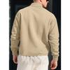 Men's New Solid Color Textured Jacquard Polo Sweatshirt, Lapel Long Sleeve Loose Fit Button Casual Pullover, European American Style