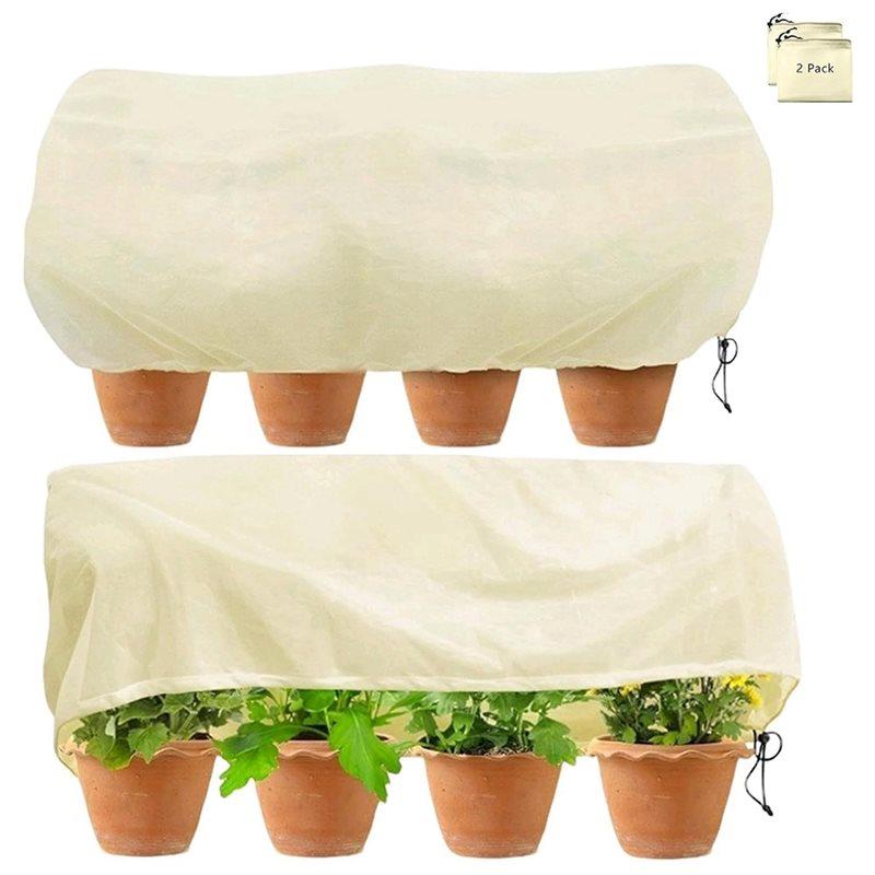 

SHGO-Winter Garden Protection Netting, Rectangular Plant Frost Cover, Winter Frost Blanket With Drawstring For Raised Beds