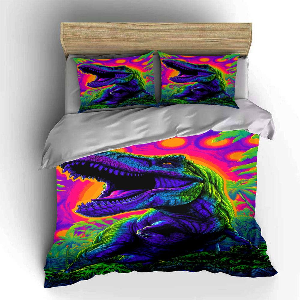 Neon-colored dinosaur design. Bedding sets Duvet cover sets Duvet covers Pillowcases(1* Duvet Cover 2* Pillowcases without duvet insert)