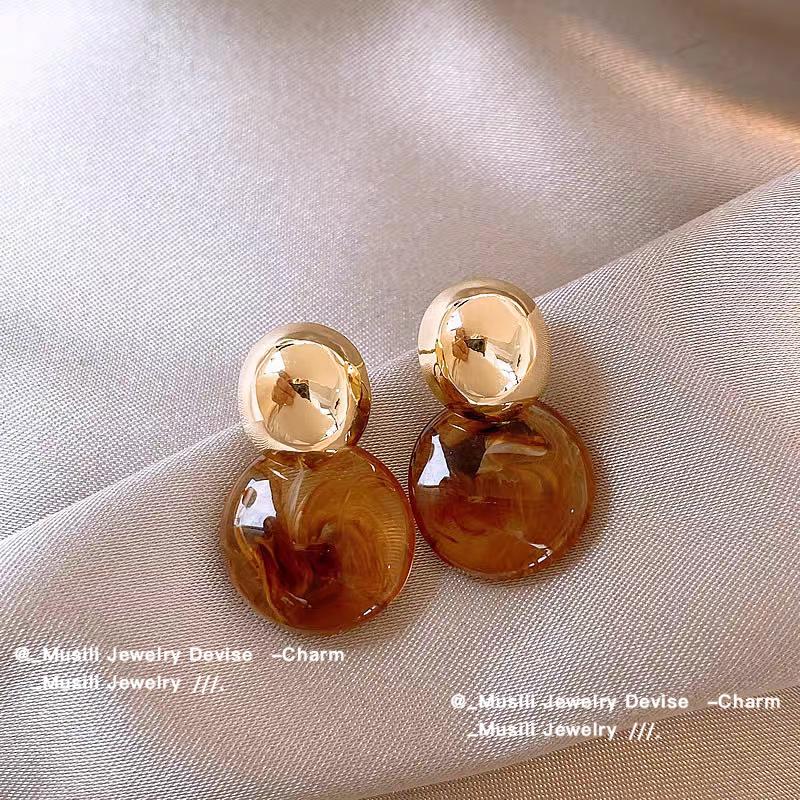 Tiger Eye Stone Earrings Alloy High End Ear Accessories Maillard Earrings Light Luxury Light Luxury Earrings For Gifts Daily
