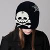 Jacquard Skull Pattern Handmade Elastic Hat Soft Winter Warmer Knitted Hat Cold Winter Presents for Students Teens