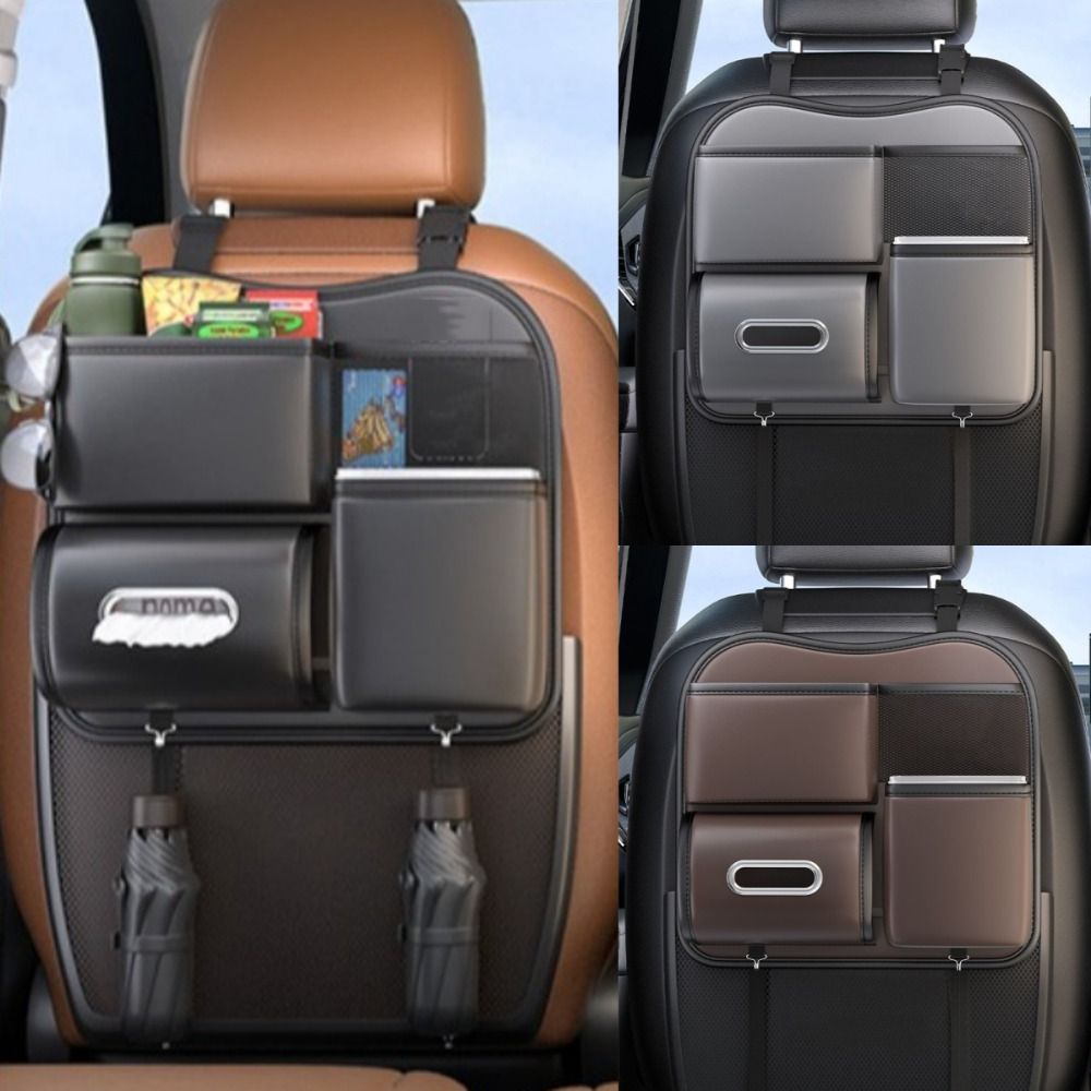 

All in One Car Organizer with Hook Tissue Holder Hanging Storage Box SUVs коричневий