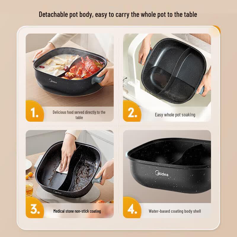 Midea 6L Multi-Function Electric Hot Pot & Grill CN Plug (adapter Included)