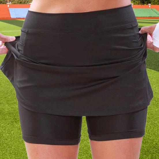 Pantalones cortos falda bolsillos de color sólido verano línea A pantalones cortos de entrenamiento de doble capa para fitness