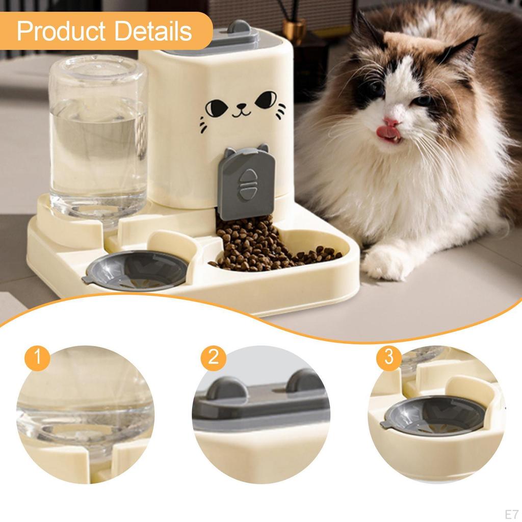 2 In 1 Automatic Pet Feeder Cats Water Container Cat Food Bowl for Small Dogs