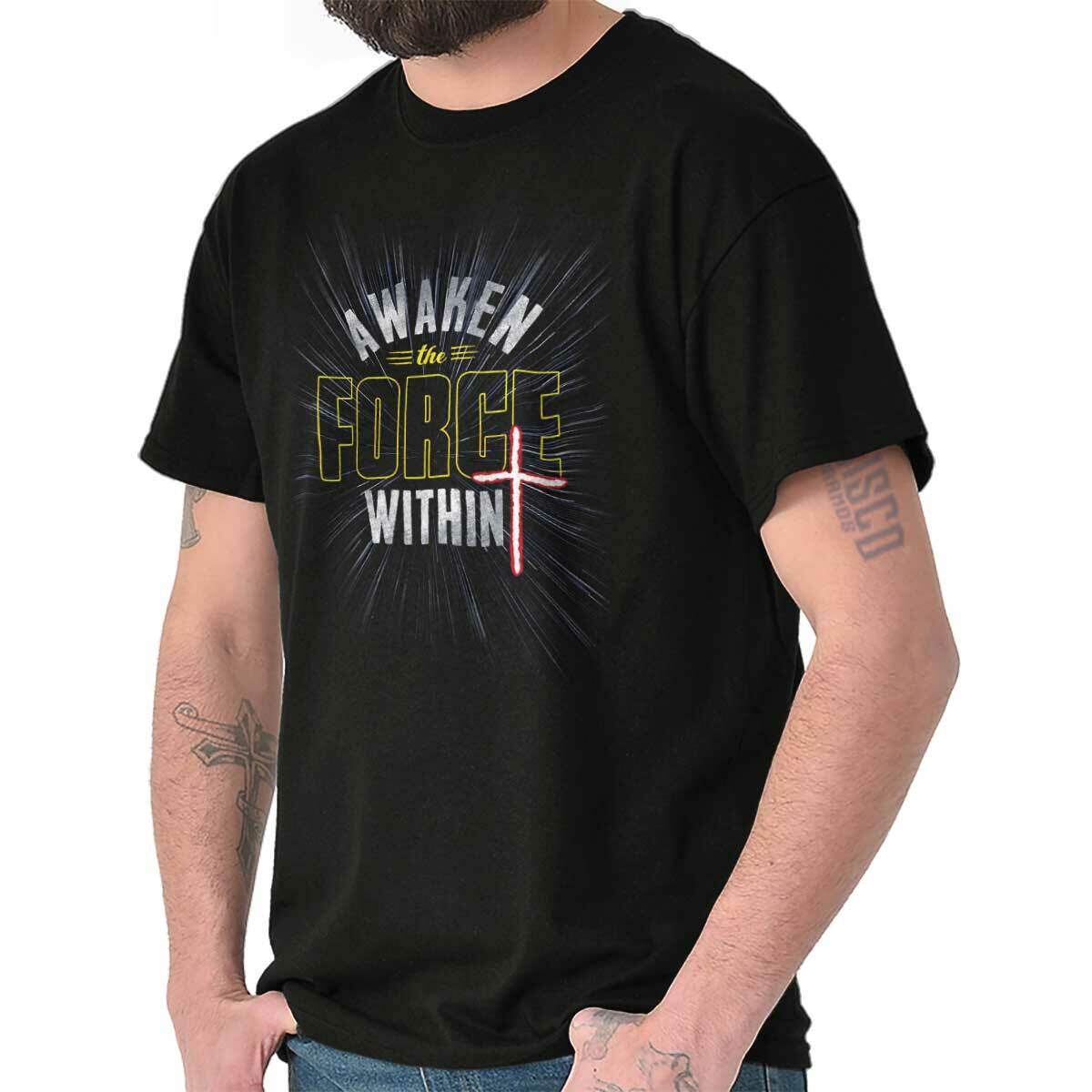 Christian Faith Awaken The Force Within Pray Womens or Mens Crewneck T Shirt Tee XXXL