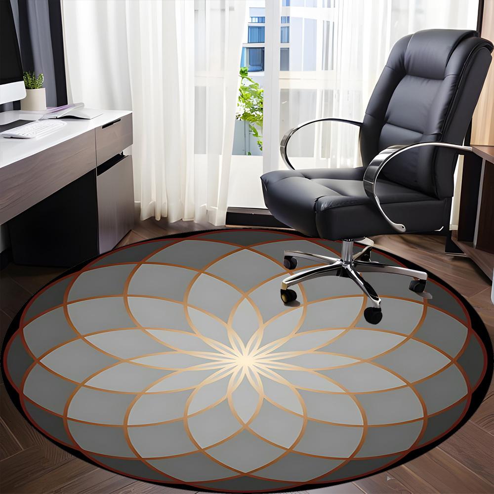 1pc Flower MandalaChair Carpet for Office, Indoor Non-Slip Washable Polyester Fiber Carpet, Mat For Office, Machine Washable