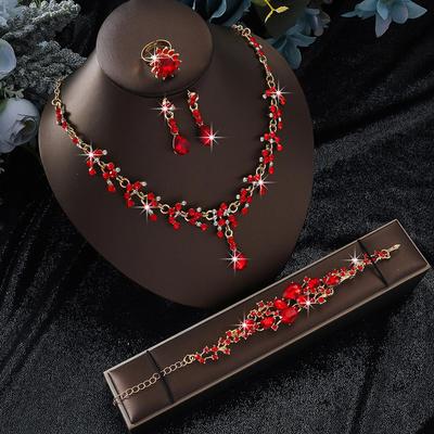 Elegant Bride Rhinestone Necklace & Accessories Set