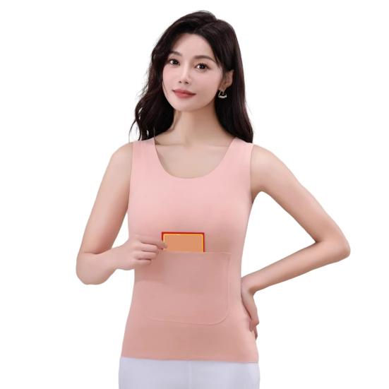 Women Fall Winter Thermal Vest Thickened Plush Sleeveless V Neck Seamless Slim Fit Pullover Soft Elastic Bottoming Underwear Tank Top Underwear