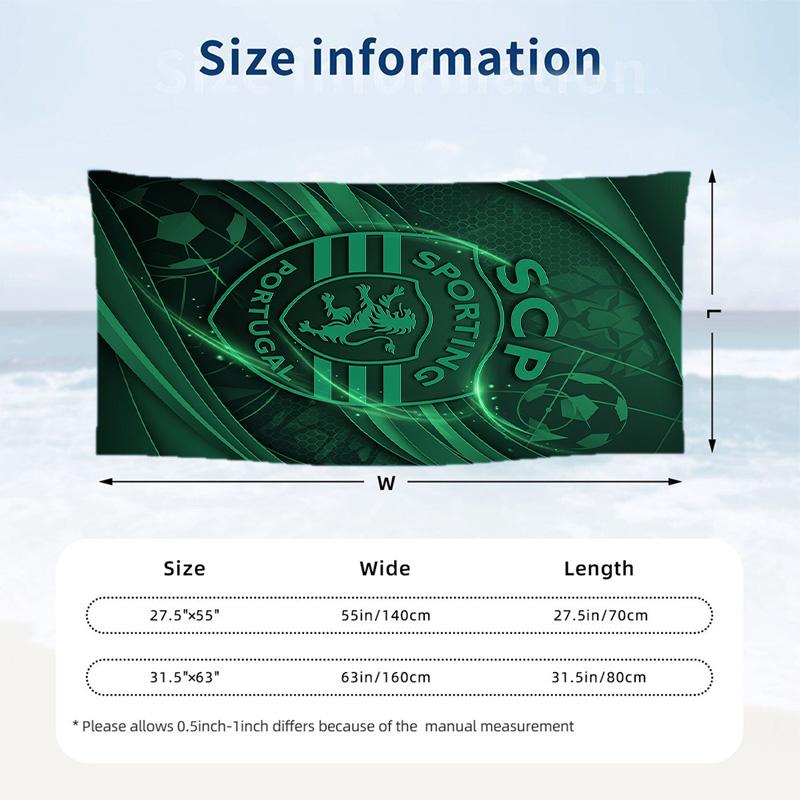 Asciugamano da Spiaggia Sporting CP FC Stampa Asciugatura Rapida Microfibra Assorbente Portatile da Viaggio Asciugamano da Nuoto