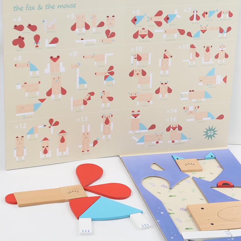 Children Wooden Puzzle Toys Montessori Preschool Education Tangram Game Building Blocks Learning Puzzle Game Kids Festival Toy