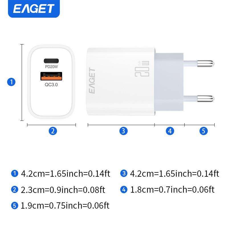 1 Stk./2 Stk. 20W Ladegerät Europäischer Typ-C Superschnellladung kompatibel mit Apple und anderen Smartphones 20W USB-C Dual-Port Wandladegerät