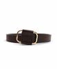 DONOBAN Women's Basic Square Buckle Belt, Genuine Leather, No Holes, Ring, Narrow Width, Unisex, One Size, Dark Brown (Gold)