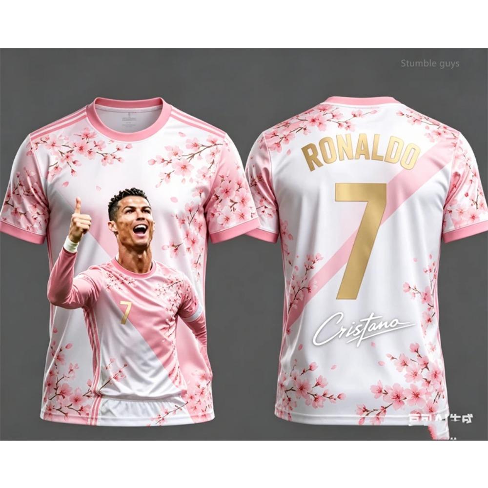 Sommer Ronaldo 3D-Druck Design Kinder Outfit Fußballtrikot T-Shirt. Locker und bequem Geeignet für den täglichen Gebrauch