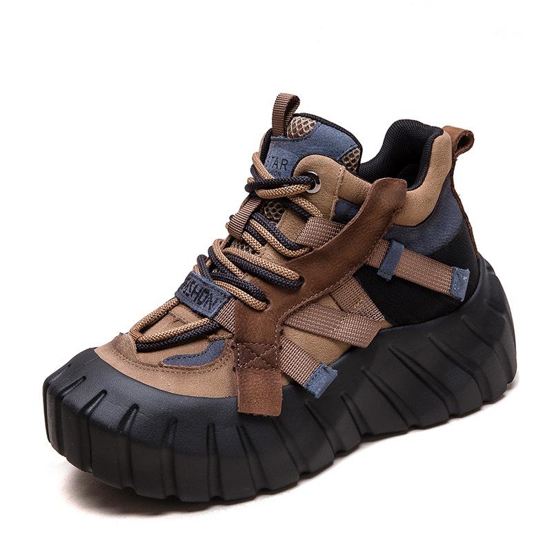 Fashion GKTINOO Genuine Leather Mixed Colors Women's Flat Platform Shoes 2025 Winter New Casual Sneakers Thick Soled Short Boots