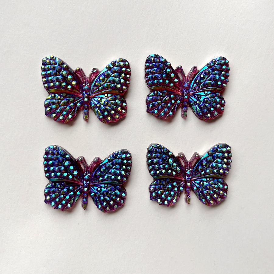 New 30*23mm  AB color Resin Butterfly Rhinestone diy hair accessories Flat back Scrapbook Flat back wedding decoration 10pcs/lot