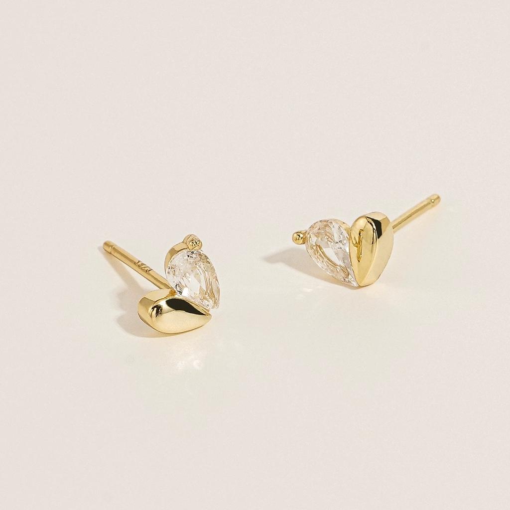 Fashion Earrings Jewelry for Ladies 18K Gold Plated 925 Sterling Silver Small Cute Heart Stud Earring Piercing Jewelry