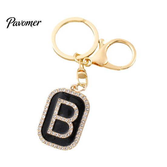 26 Alphabet Charm A-Z Rhinestone Letter Keychain, Zinc Alloy Capital Keyring, Plated for Handbags and Backpacks Decorative Key Accessory