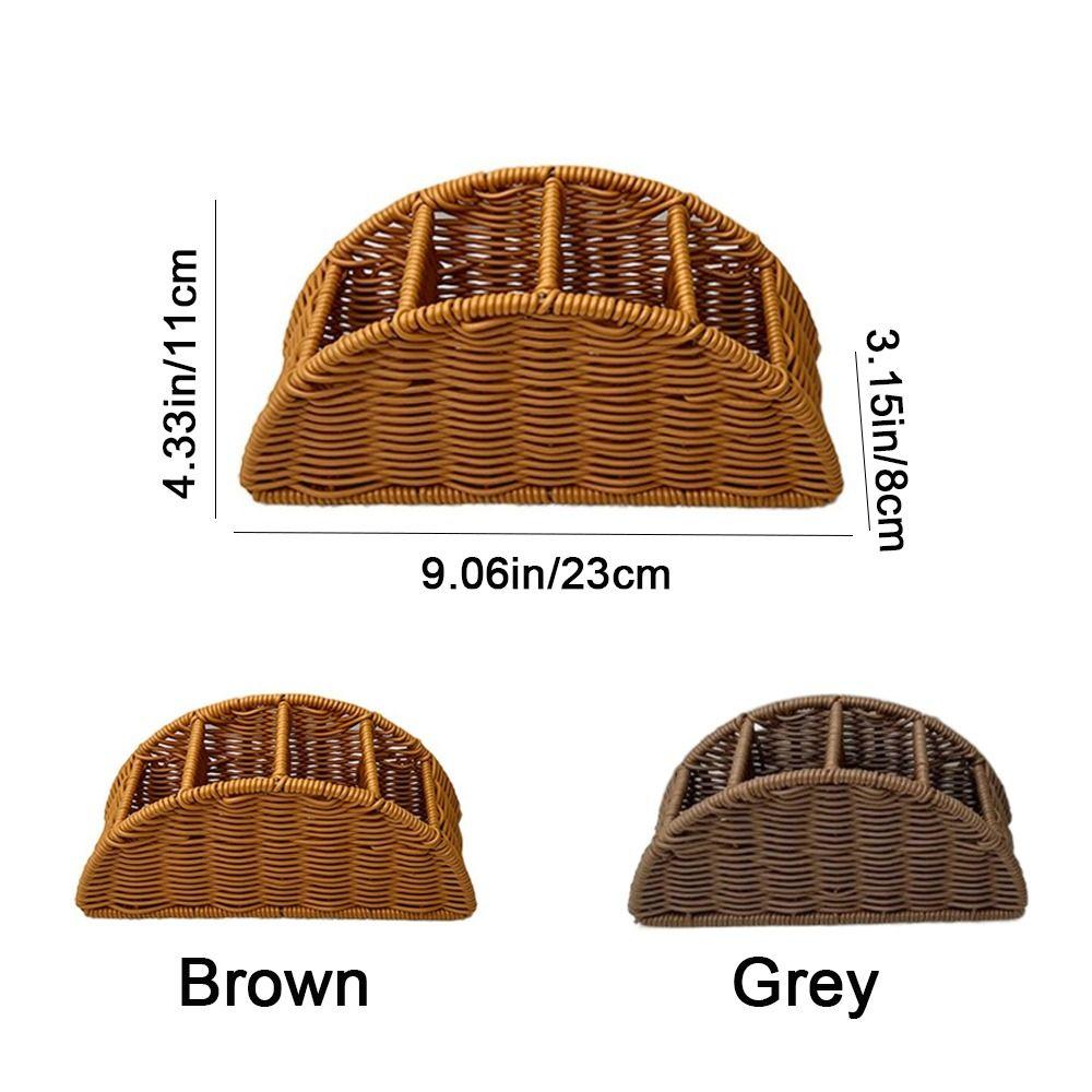 Imitation Rattan Remote Control Storage Box 4 Grids Handwoven Synthetic Rattan Organizer Vintage Style Desktop Storage Box