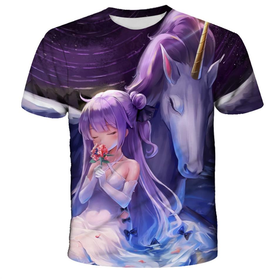 4-13y Girls Boys Dabbing Unicorn T-shirt Summer Kids Colorful Animal Horse 3d Print Clothes T Shirt Kids Baby Cool
