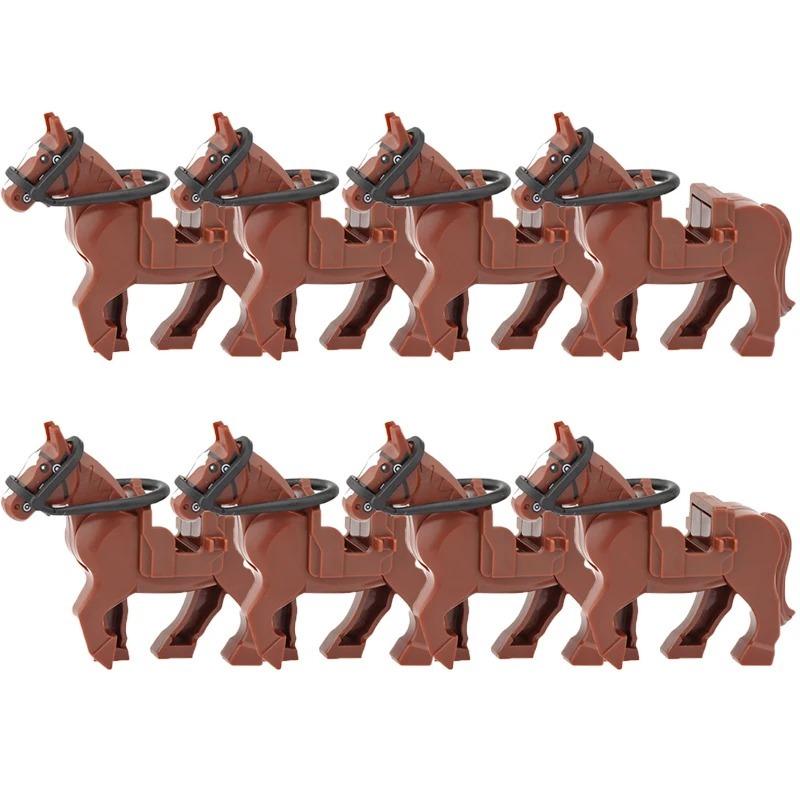 MOC Mittelalterliche Bausteine Figur Zubehör Zoo Afrikanischer Elefant Kamel Hirsch Wolf Krokodil Kriegspferd Mini Ziegel Spielzeug Geschenk R058