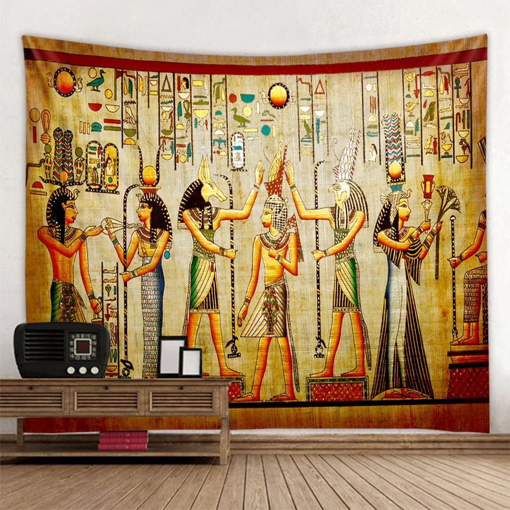 Egyptian retro mural, printed tapestry, hippie wall hanging fabric, home decoration aesthetics, living room, bedroom decoration